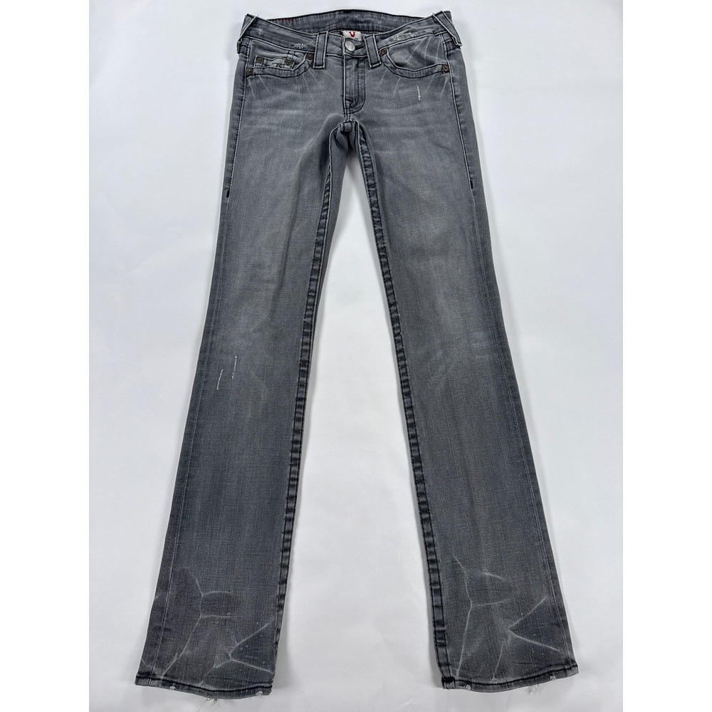 True Religion Womens Jeans 28 Gray Johnny Low Rise Slim Fit Y2K Streetwear